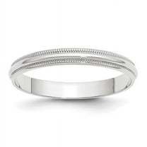 10k White Gold 3mm Lightweight Milgrain Half Round Wedding Band Size 7.5 1WML030