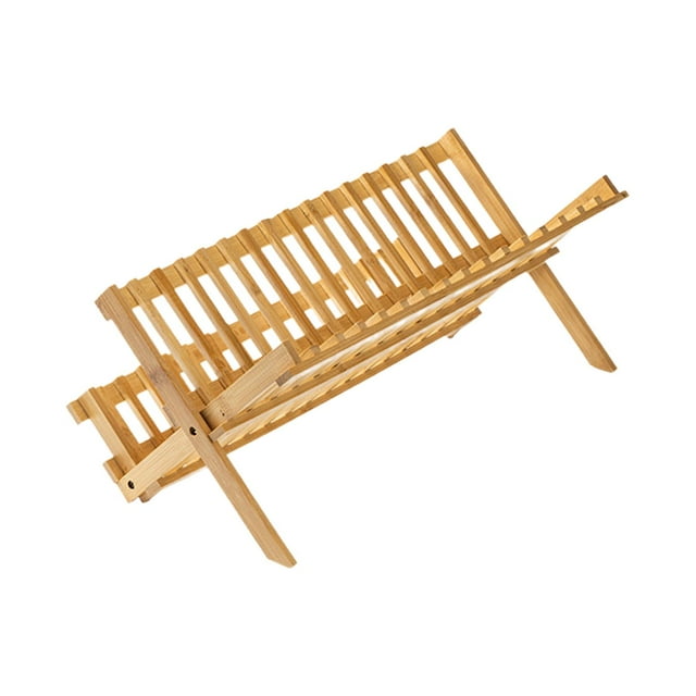 Bamboo Dish Drying Rack Dish Drainer Rack for Restaurant Kitchen Dining Room 16 Grids