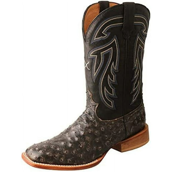 Twisted X Men's Ruff Stock Boot - Casual Western Boots for Men, Black Ostrich & Black, 8.5 D
