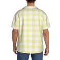 thumbnail image 5 of Gaeub Lemon Yellow Checkboard Men's Lapel Short Sleeve Shirt, Relaxed Fit Shirt, Soft and Breathable for Outdoors Party Travel - X-Large, 5 of 7