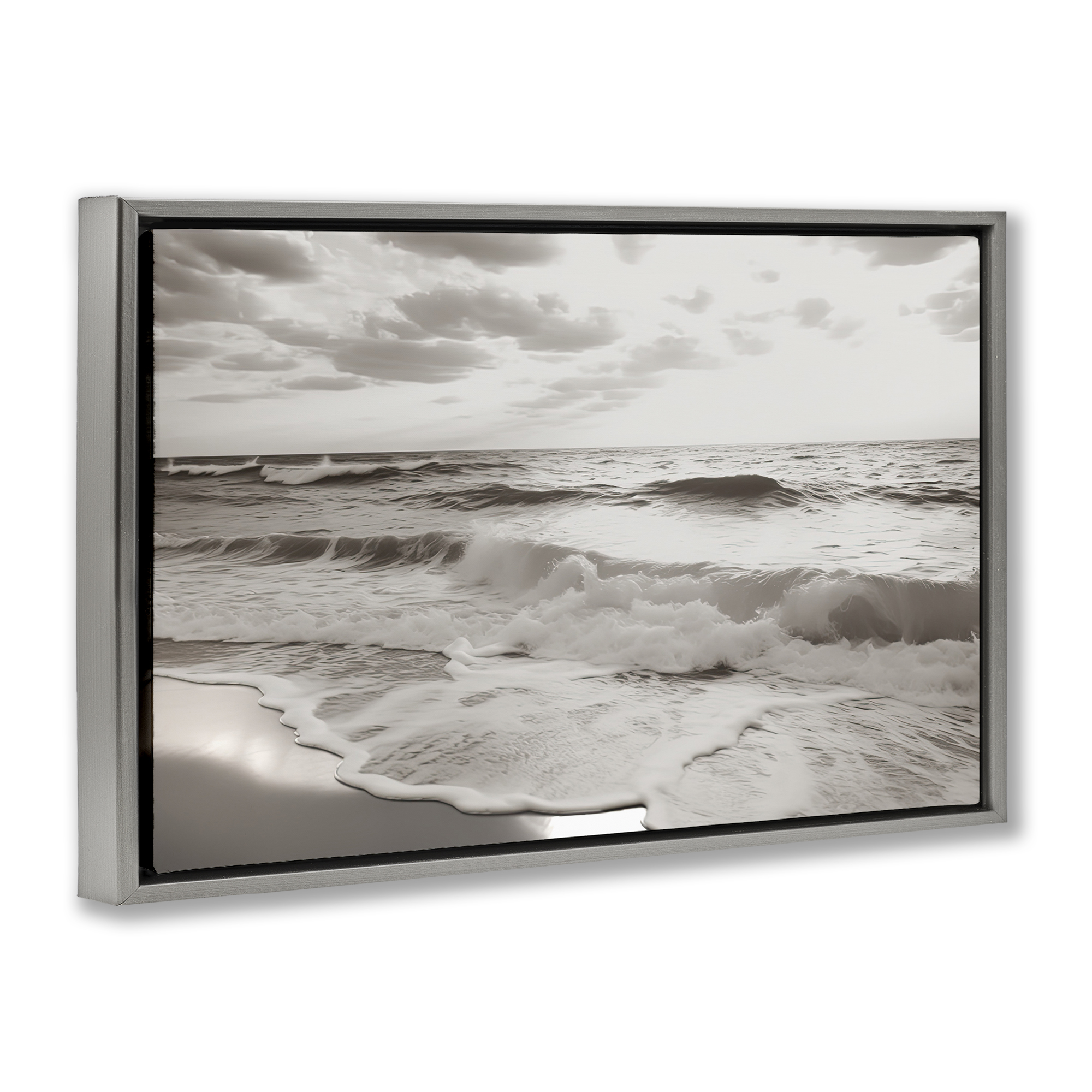 Beach View Reverie Gray Framed Floater Canvas Wall Art, design by Decent Exposures