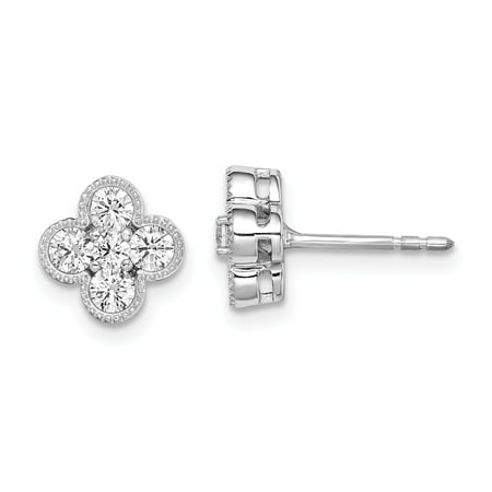 Vs2 Lab - 14k White Gold True Origin Lab Grown Diamond VS1/VS2, D E, Bloom Post Earrings