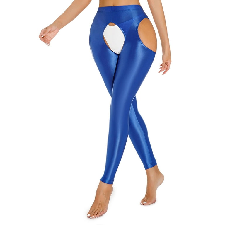 female athletes spandex crotch Zaldita Women's Crotchless Leggings High Waist Tights Glossy Yoga Fitness  Dance Pants Sports Shapewear Blue M - Walmart.com