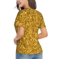 thumbnail image 3 of Fuzoiu Gold Glitter Print Women's Classic V-Neck T-Shirt, Short Sleeve V Neck Tees for Casual Everyday Wear,Casual Fit Tee,Summer Fashion Tops-Small, 3 of 5