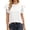 White, variant on NinXxx Women's Fashion Short Sleeve Hollow Out Ruffle Detail Tee White M