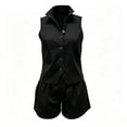 thumbnail image 5 of Enjoytime 2 Piece Sets for Women Dressy Business Casual Summer Outfits Stand Collar Button Down Tank Tops with Shorts Matching Set, 5 of 5