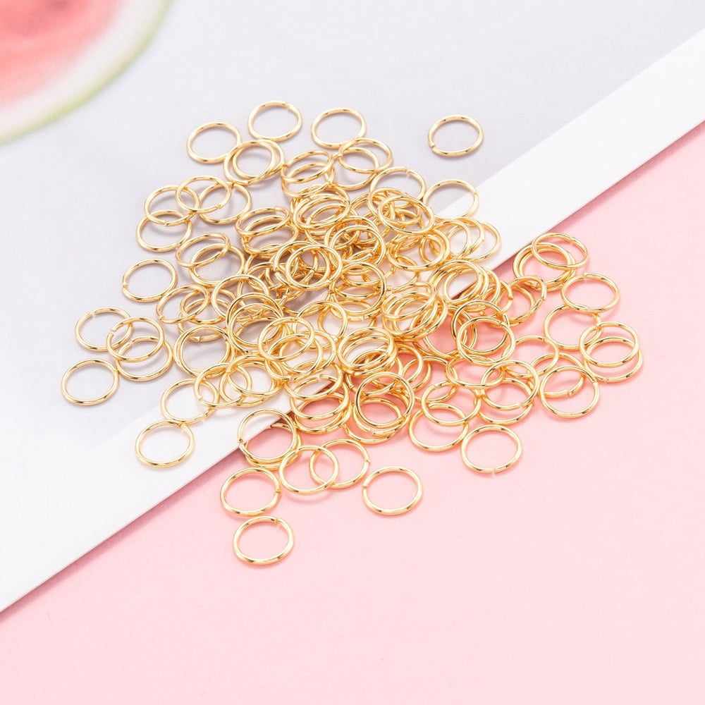 Brass Open Jump Rings Long-Lasting Plated Round Ring Real 18K Gold Plated 21 Gauge 7x0.7mm Inner Diameter: 5.6mm