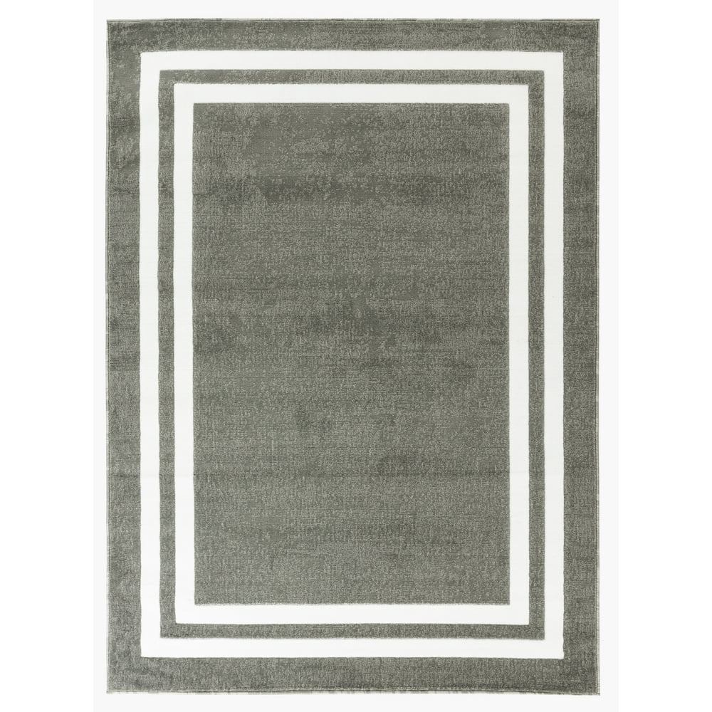 Newport Collection Gray Classic Bordered / Border Area Rug Walmart