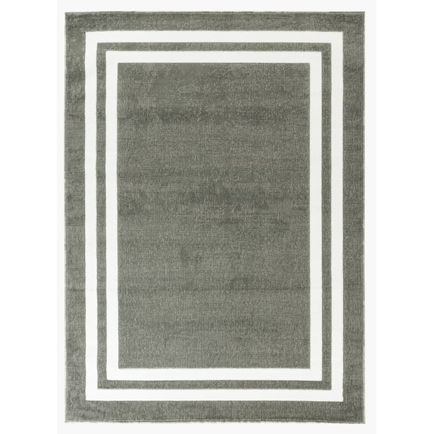 Newport Collection Gray Classic Bordered / Border Area Rug Walmart