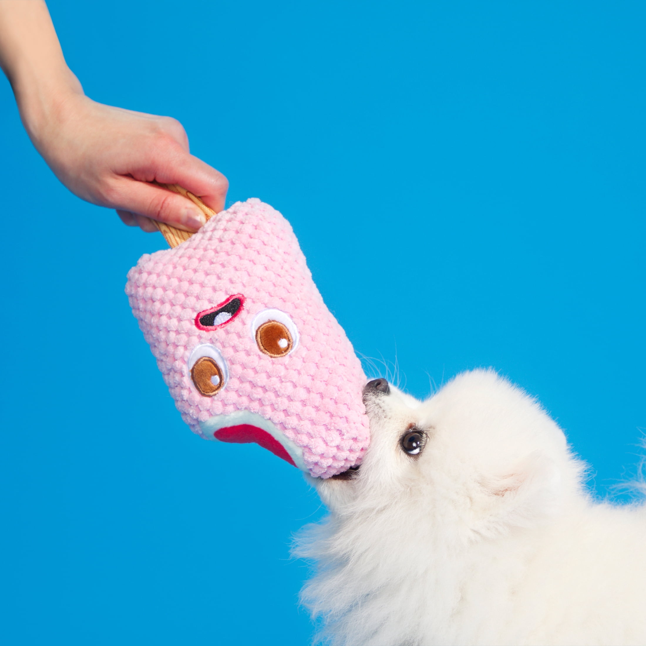 BARK Strawberry Snortcake Yankee Doodle Dog Toy, Packed with Fluff, Extra Small to Medium Dogs
