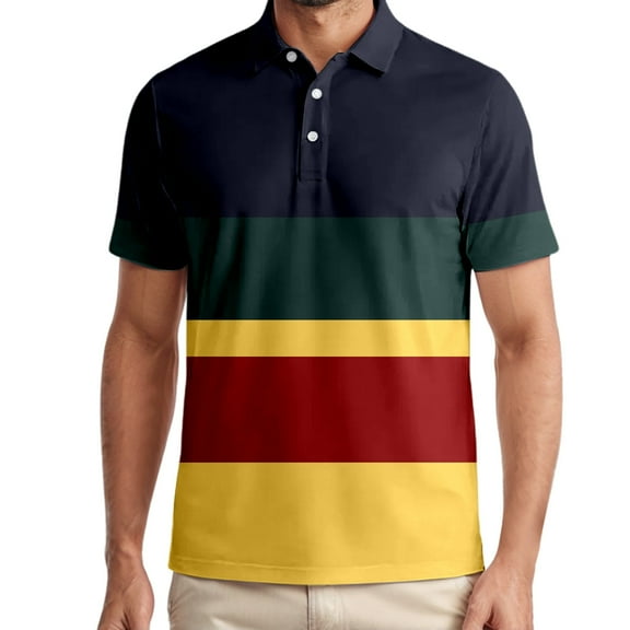Mens Polos with Pocket Button Down Vintage Striped Sport Ribbed Collared Tee Slim Fit Summer Casual Golf Vacation Shirt,Dark Green,XL