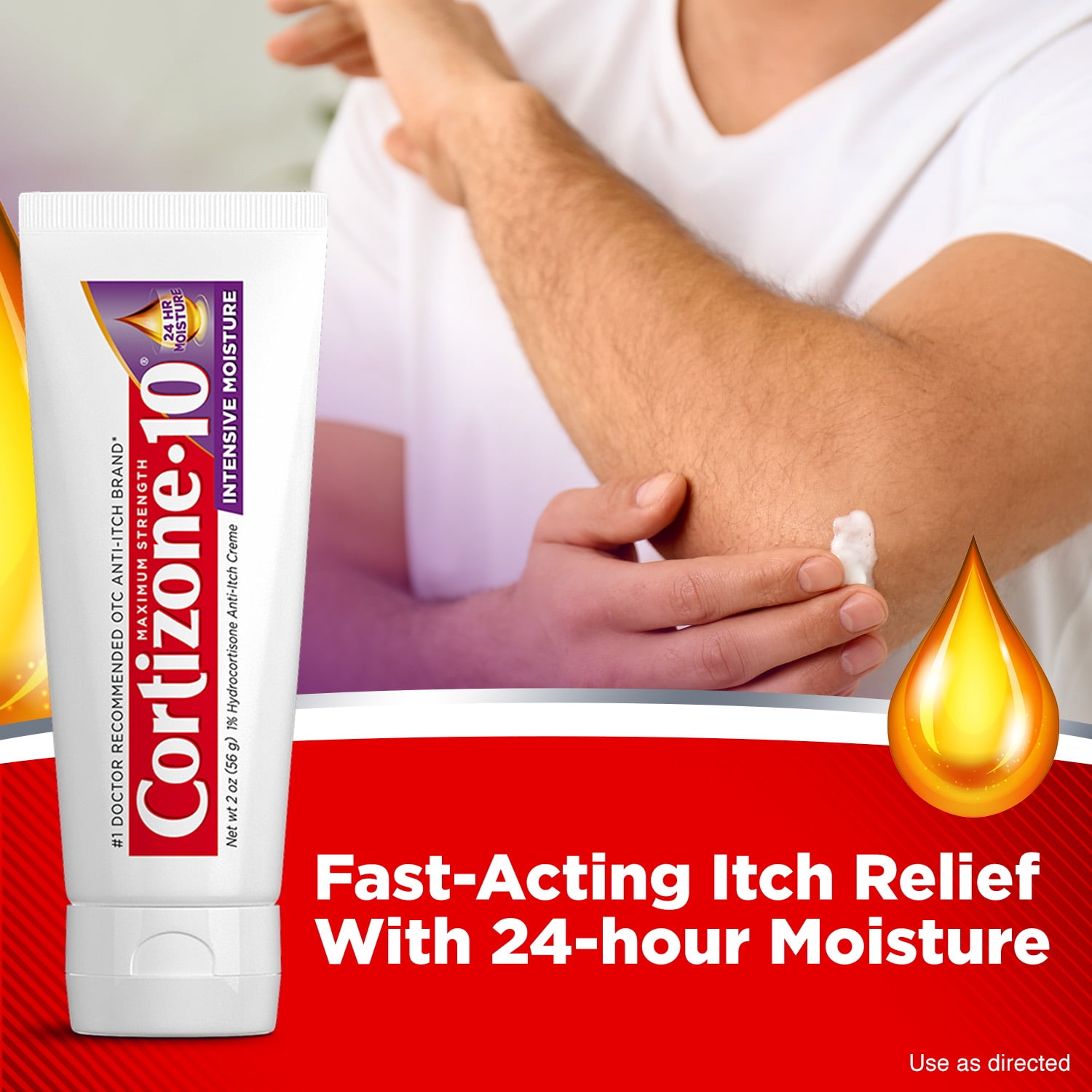 Cortizone-10 Intensive Moisture 1% Hydrocortisone Anti Itch Cream for Eczema and Bug Bite Relief, Maximum Strength, 2 oz