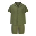 thumbnail image 3 of Men's Summer Clothing Men's Sports Suit Slim Fitting Short Sleeved Lapel Pocket Shorts Casual Beach Vacation Two-Piece Set Beach Outfits for Men, 3 of 5
