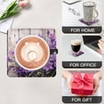thumbnail image 3 of BaHomeck Drink Coasters Set Of 4 With Holder Bouquet Of Purple Flowers In Front Of An Old Wooden Fence Water Absorbent Ceramic Coasters Tabletop Protection,Suitable For Various Cup,Home Decor, 3 of 4