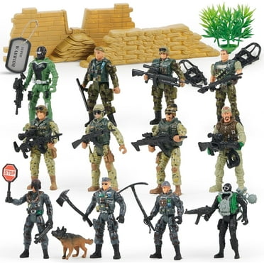 Joyfy 16 Pcs Army Men Action Figures for Boys, Military Toy with 12 Realistic Army Ranger and Weapon Gear Accessories