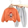 thumbnail image 4 of Hessimy Toddler Boys Girls Spring Summer Soft Fabric Thermal Underwear Soft Warm Long Sleepwear Pjs Set, Soft Fabric Thermal Pjs(Orange,150), 4 of 7