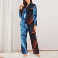 thumbnail image 2 of Pajama Sets for Women 2 Pcs, Red and Blue Fire Women Button Down Long Sleeve Sleepwear Lounge PJ Sets, 2 of 6