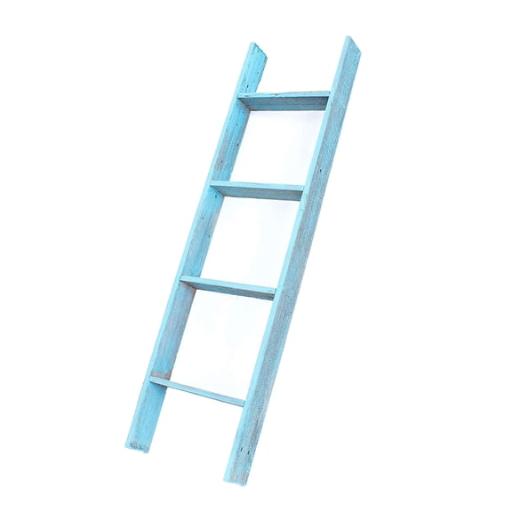 Barnwood Rustic Farmhouse 4ft Turquoise Wooden Decorative Bookcase Picket Display Ladder