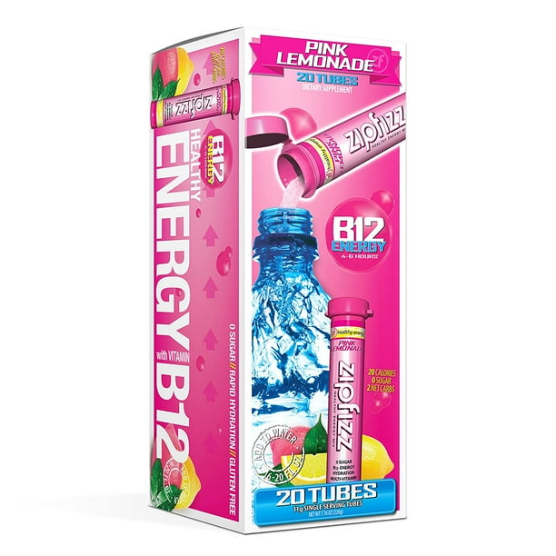 Zipfizz Healthy Energy Drink Mix, Hydration with B12 and Multi Vitamins, Pink Lemonade, 20 Count