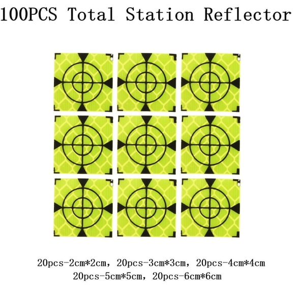 Lefu 100PCS Total Station Reflective Aiming Target Sticker Measuring Phosphor 60-20mm