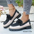 thumbnail image 2 of Black Womens Fashion Loafers Featuring Front Lace-Up Design Round Toe Flat Thick Sole Chunky Heel Comfortable Wear, 2 of 9