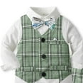 thumbnail image 5 of Zshosam Baby Boy Wedding Guest Outfit Baby Boy Clothes Suit Infant Gentleman Wedding Outfit Dress Shirt+Bowtie+Vest+Pants Set Size 3 6 Months,(Green 3-6 Months), 5 of 5