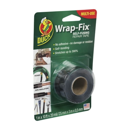 Duck Wrap Fix Black 1 in. x 10 ft. x 20 mil Silicone Self-fusing Tape