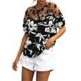 thumbnail image 2 of Liacowi Women Junior Casual Blouse Short Sleeve Flower Printed Mesh Patchwork Romantic Tops, 2 of 7