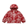 thumbnail image 4 of Girls Floral Embroidery Lightweight Hooded Sun Protection Jacket, Full Zip Long Sleeve Casual Thin Windbreaker for Kids Autumn Daily Outdoor Wear(Red,7-8 Years), 4 of 5
