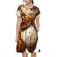 thumbnail image 1 of Wukai Robe à Manches Courtes Imprimé Guépard pour Femmes, Robe Décontractée Confortable, Mélange Spandex Doux, Tenue Élégante pour l'Été, 1 of 6