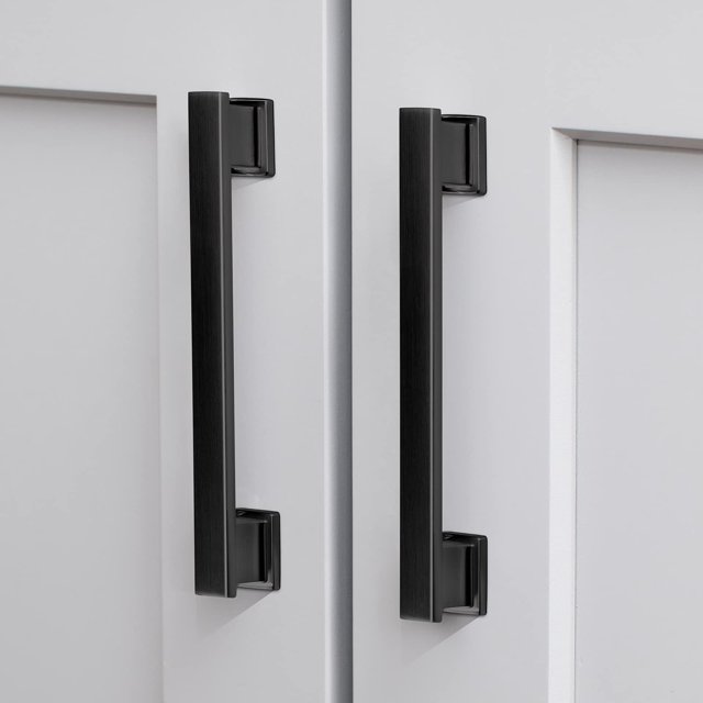 VEHcIL Tiradores cuadrados para gabinetes, paquete de 10, centros de orificios de 5 pulgadas (128 mm), manijas para gabinetes de color negro mate, herrajes para armario de cocina, armario, baño, apara