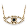 thumbnail image 1 of 14K Yellow Gold Small Diamond and Sapphire Evil Eye Necklace, 1 of 2