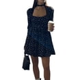 thumbnail image 2 of Women'S Floral Print Square Neck Flowy Ruffle Mini Dress, 2 of 9