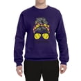 thumbnail image 3 of Messy Bun Softball Mom Life Game Day Vibes Sports Lover | Mother's Day Sports Unisex Crewneck Sweatshirt, Purple, 2XL, 3 of 5