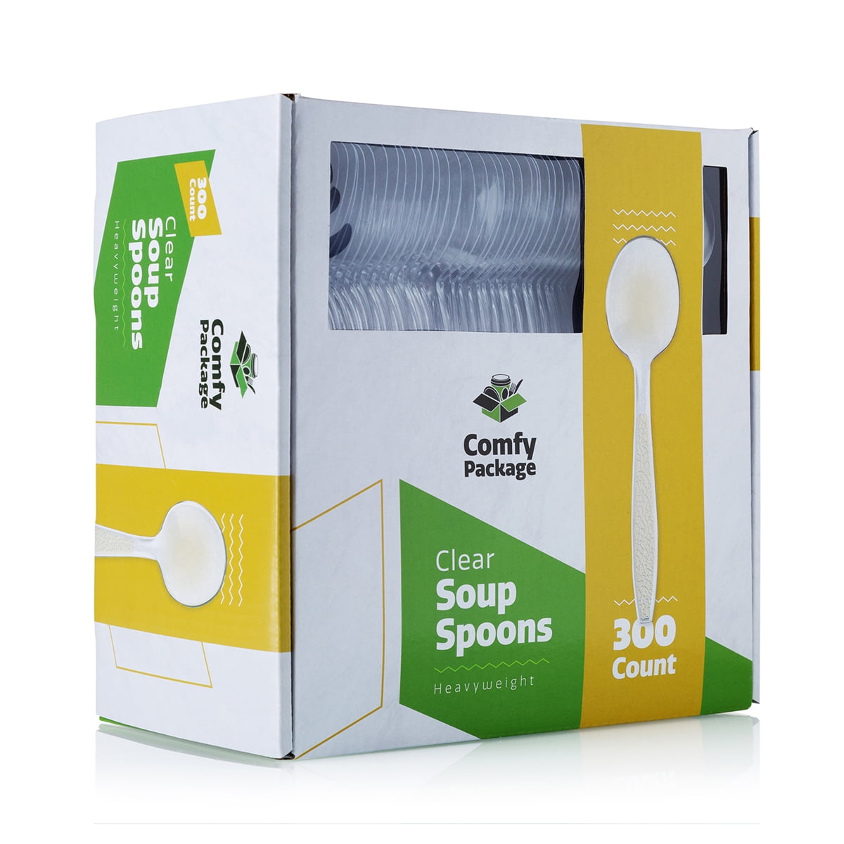 [300 Pack] Heavyweight Disposable Clear Plastic Soup Spoons
