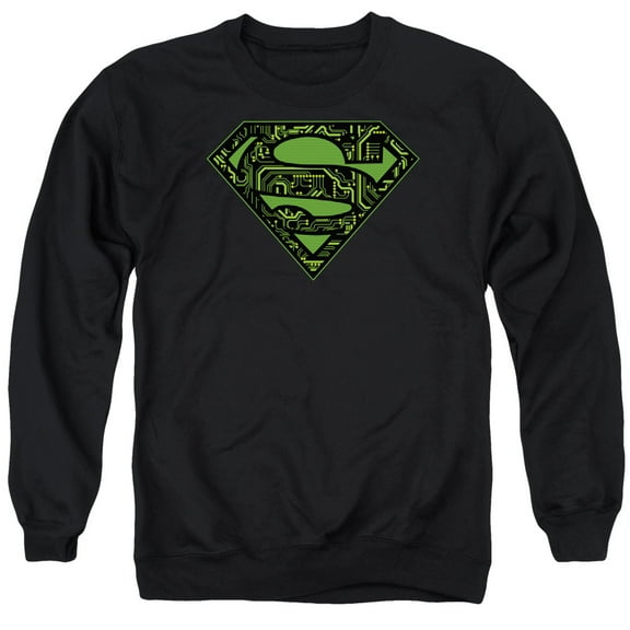Superman Circuits Shield Adult Crewneck Sweatshirt Black