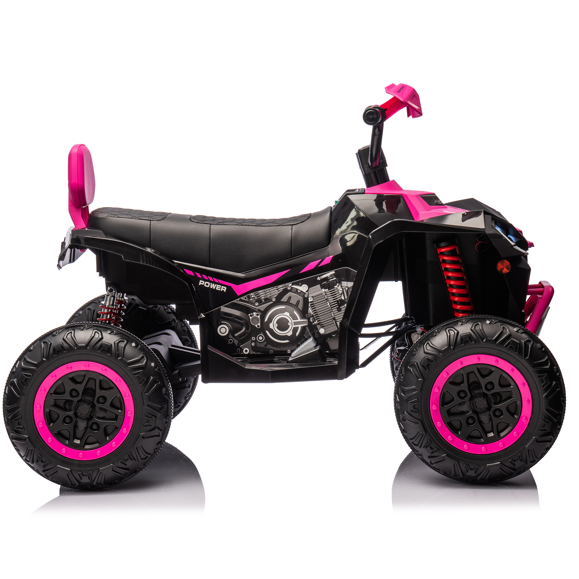 Jorfly 24V Ride on Truck ATV Car，Power Car Wheel 2-Seater Power Car Wheels Kids ATV – 800W 4WD Power with Remote Control & Extended Range Battery (Pink)