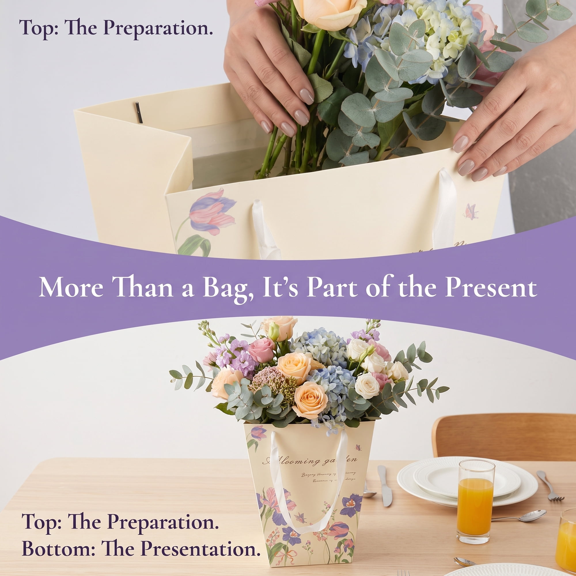 Unique Bargains Thick Totes for Gifts with Comfortable Handles Purple 11.8" x 9.8" x 13.8"
