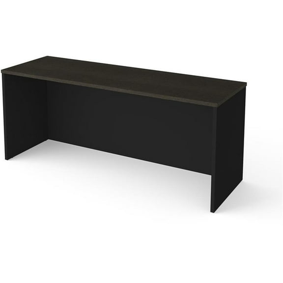 Pemberly Row Traditional 72" Narrow Desk Shell in Deep Gray and Black