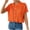 Orange, variant on Women's Short Sleeve Button Up Blouse Lace Hollowed Out Casual Top Solid Color Turndown Collar Shirt Spring Summer Fashion, Orange M