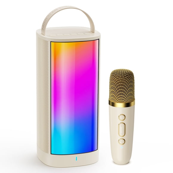 JAUYXIAN Karaoke Máquina Altavoz de Karaoke Portátil con Luces RGB, Micrófono Inalámbrico, Sistema de Karaoke Bluetooth para Niñas/niños, D31