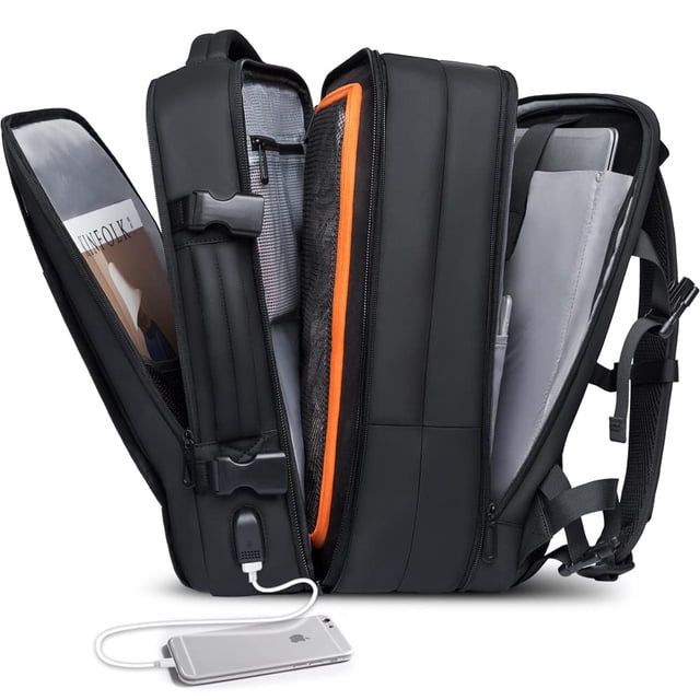 Mochila de viaje BANGE para portátil de 17,3 pulgadas, expandible, impermeable, de 35 litros