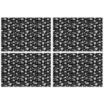 Black White Medical Symbol Pattern Summer Placemats Table Placemats Set Of 4-Linen Kitchen Washable Placemats Table Mats 11.8"x17.7" Non-Slip Heat Resistant