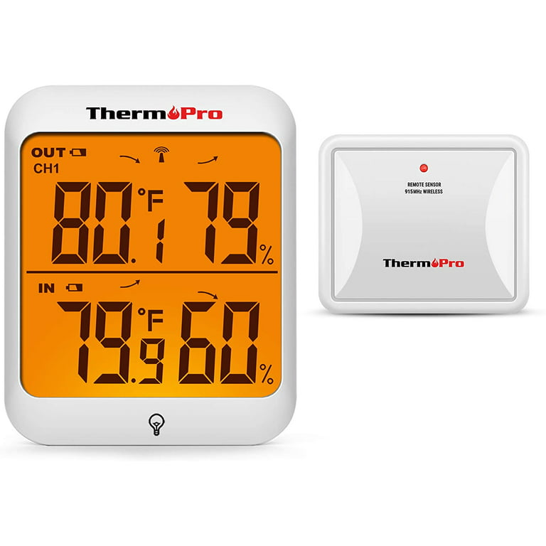 ThermoPro TP60 Wireless Thermometer Indoor Outdoor Thermometer Temperature  Humidity Monitor Meter 200ft / 60m Range 