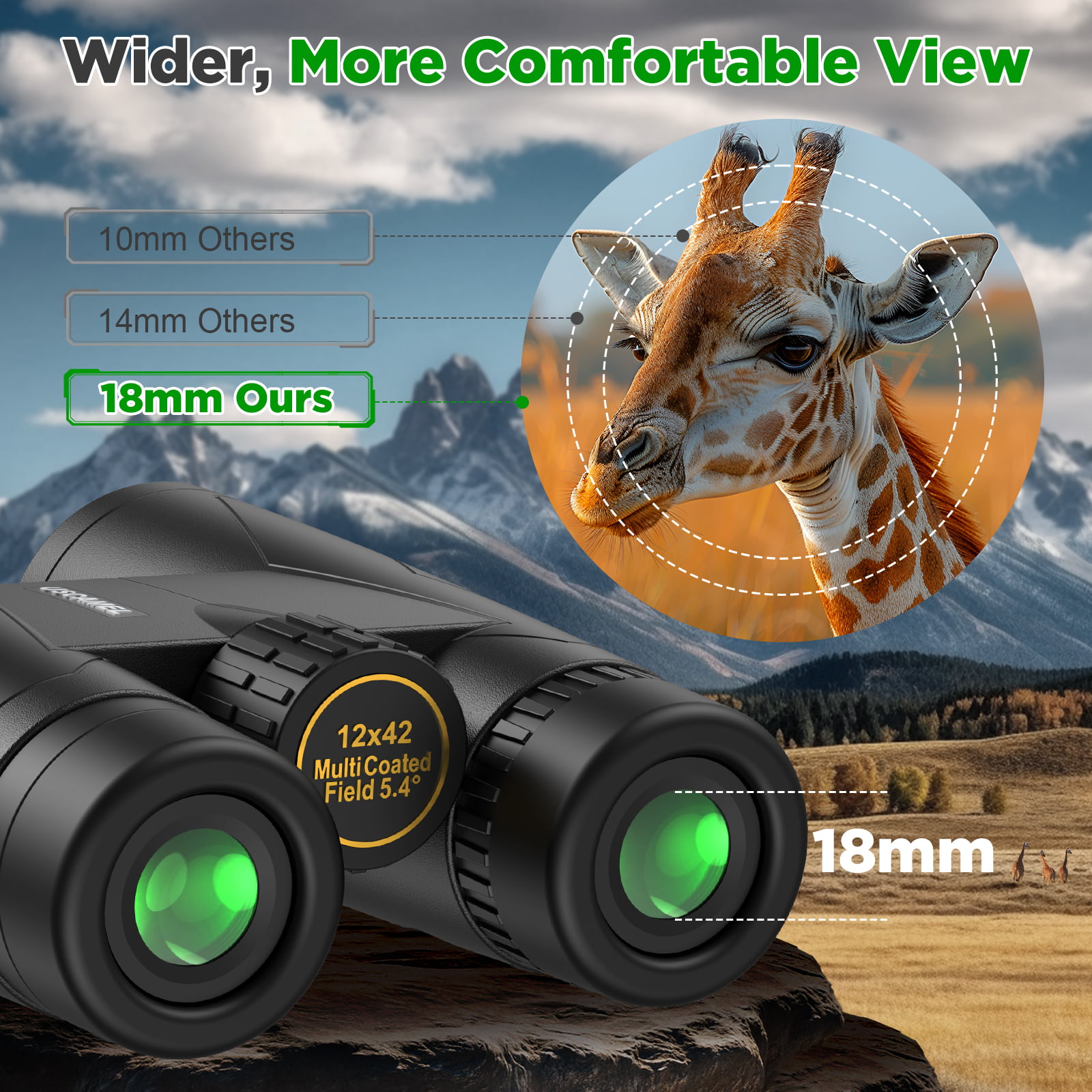 USCAMEL 12x42 Binoculars for Adults, HD FMC BAK4 Binoculars Waterproof Binoculars Low Light Vision for Hunting Bird Watching Travel Outdoor Sports Concerts