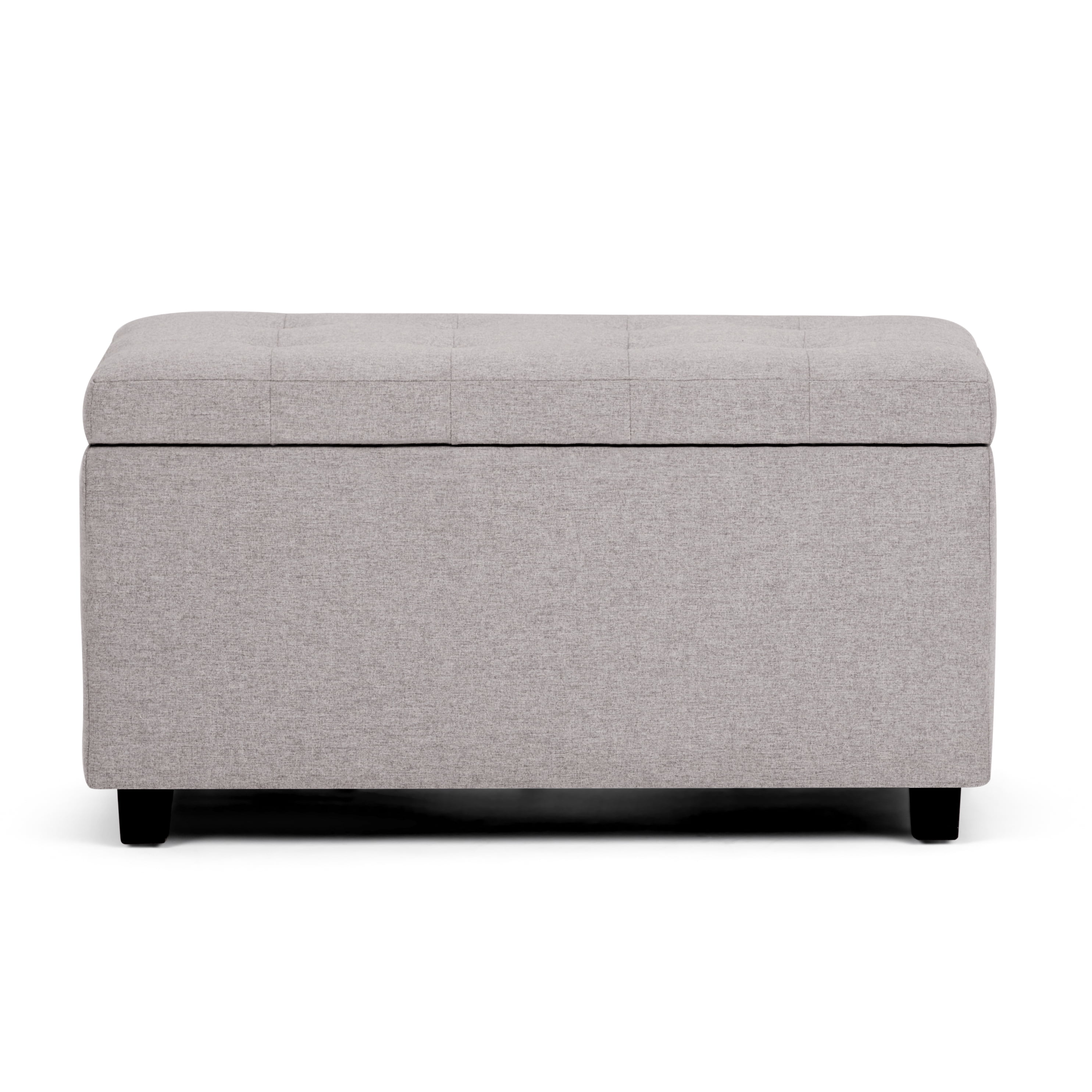 Cosmopolitan 34 inch Wide Transitional Storage Ottoman in Cloud Grey Linen-Look Fabric