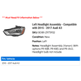 thumbnail image 2 of Left Headlight Assembly - Compatible with 2015 - 2017 Audi A3 2016, 2 of 2