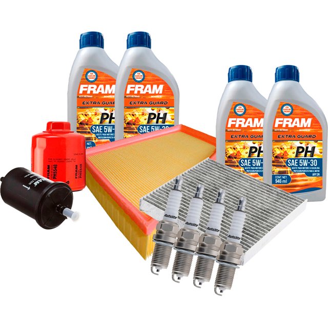 Kit De Afinación Con Aceite 5W30 Mineral, Bujías Cobre, Filtro De Aire, Filtro De Aceite, Filtro De Combustible Y Filtro De Cabina 12 Piezas Compatible con Volkswagen Gol L4 1.6L DE 2010 A 2019