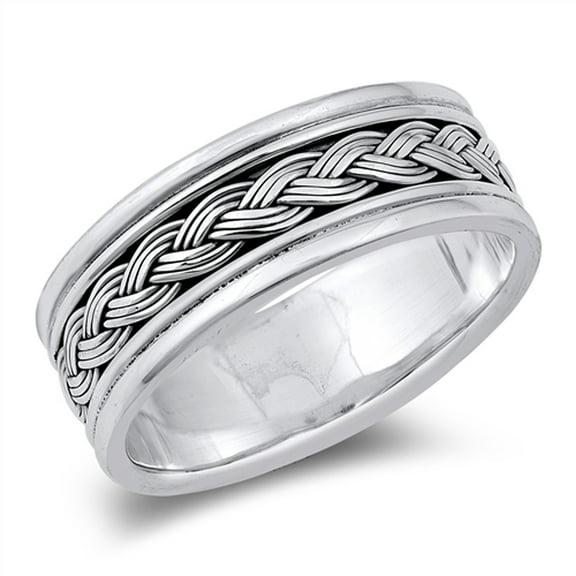 Celtic Viking Oxidized Ring .925 Sterling Silver Band Jewelry Female Male Unisex Size 10