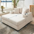thumbnail image 3 of Oversized Corduroy Chaise Lounge Chair with Cup Holder & USB Charging Port, 54" Wide Plush Sofa with High-Density Foam & Supportive Springs for Living Room, 3 of 9
